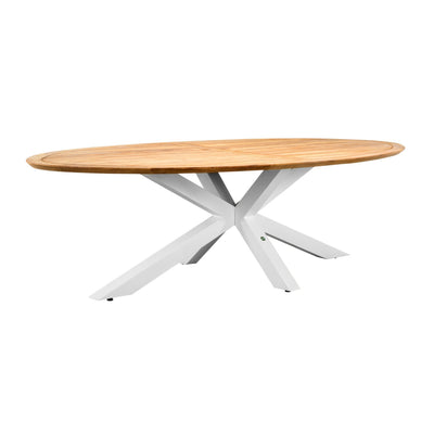 MADRE - Oval Outdoor Dining Table - Teak & White Aluminium - Suns | Milola