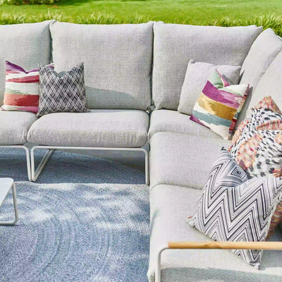 MERANO - Garden Corner Sofa Set in Soft Grey and White Frame - Scandi Design - Suns | Milola