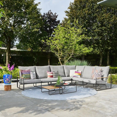 MERANO - Garden Corner Sofa Set in Light Anthracite and Grey Frame - Scandi Design - Suns | Milola