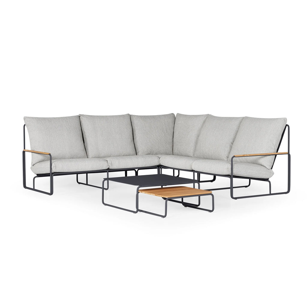 MERANO - Garden Corner Sofa Set in Light Anthracite and Grey Frame - Scandi Design - Suns | Milola
