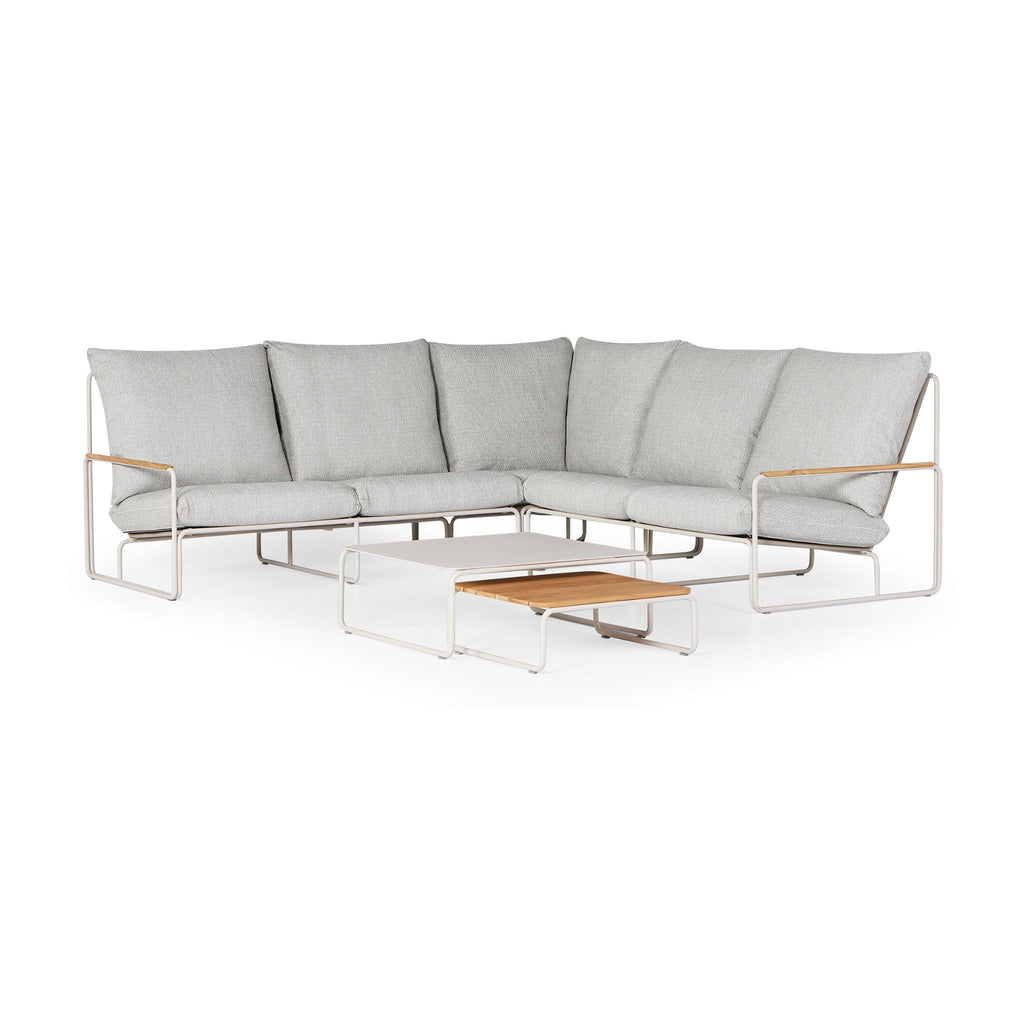 MERANO - Garden Corner Sofa Set in Soft Grey and White Frame - Scandi Design - Suns | Milola