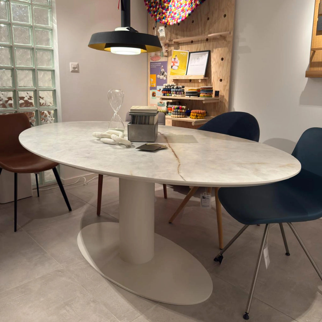 MERI Oval Ceramic Dining Table 185cm (6-seater) - OUTLET