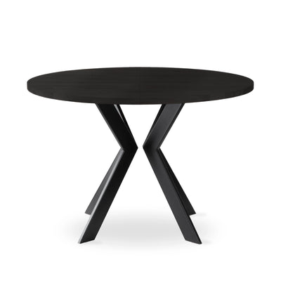 MONOGRAM STEEL Round Extendable Solid Wood/Steel Dining Table Black Matt Lacquered Oak - Danish Design - Kristensen Kristensen | Milola