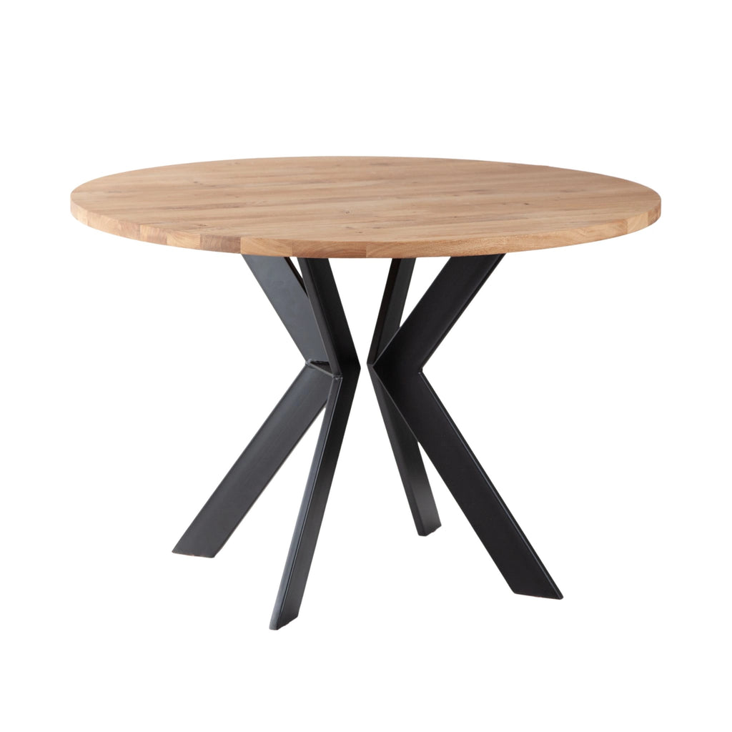 MONOGRAM STEEL Round Extendable Solid Wood/Steel Dining Table