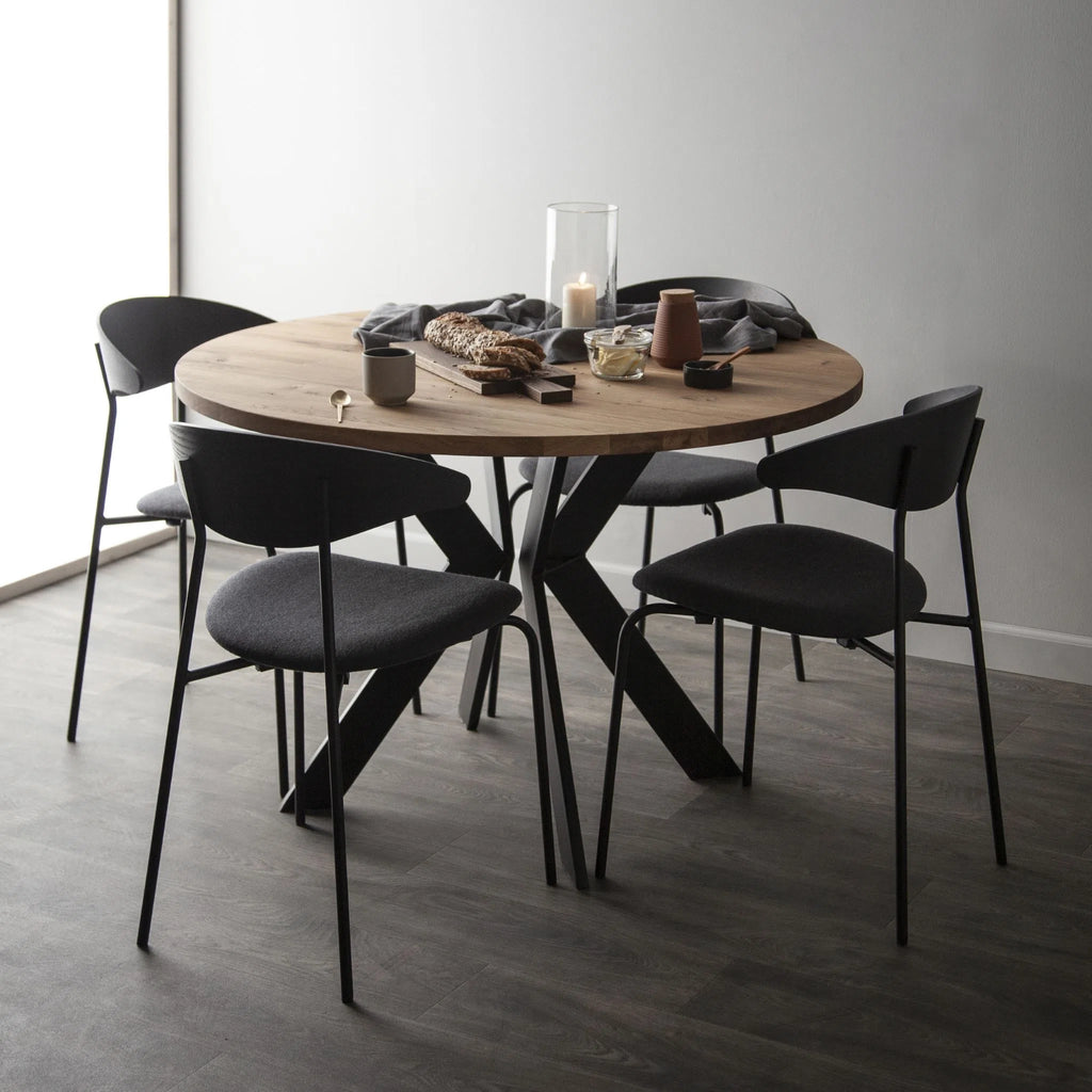 MONOGRAM STEEL Round Extendable Solid Wood/Steel Dining Table