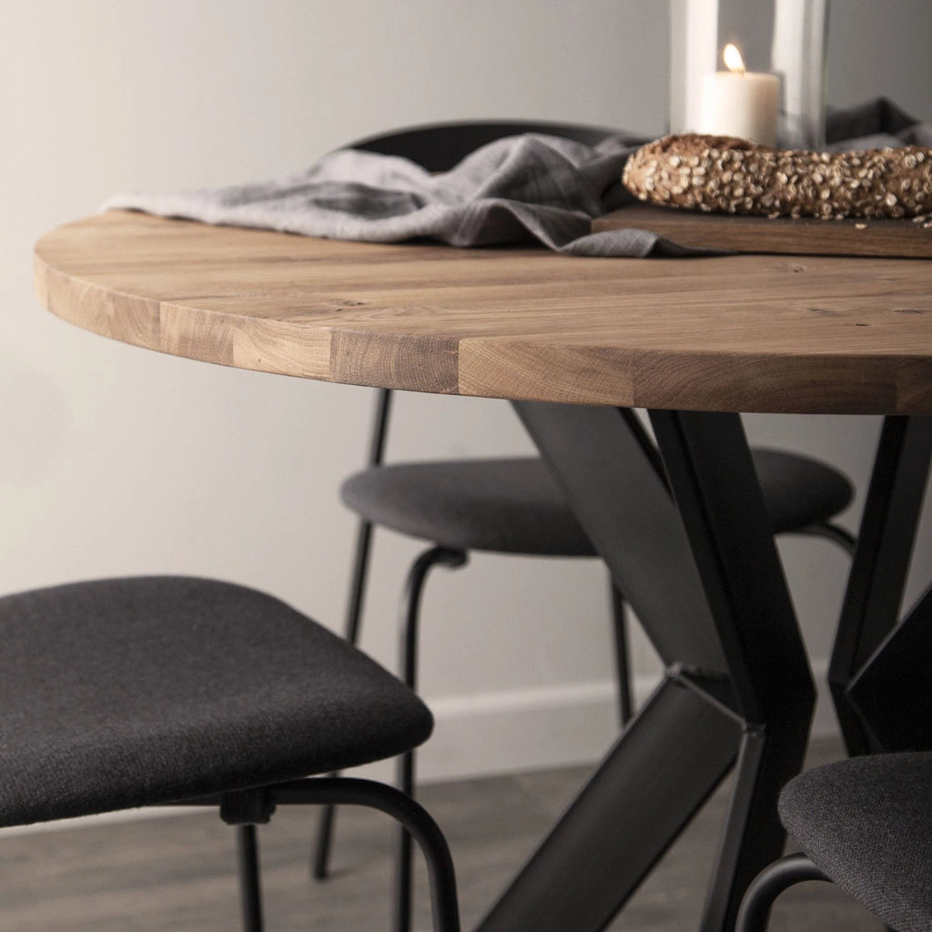 MONOGRAM STEEL Round Extendable Solid Wood/Steel Dining Table - Danish Design - Kristensen Kristensen | Milola