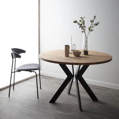 MONOGRAM STEEL Round Extendable Solid Wood/Steel Dining Table - Danish Design - Kristensen Kristensen | Milola