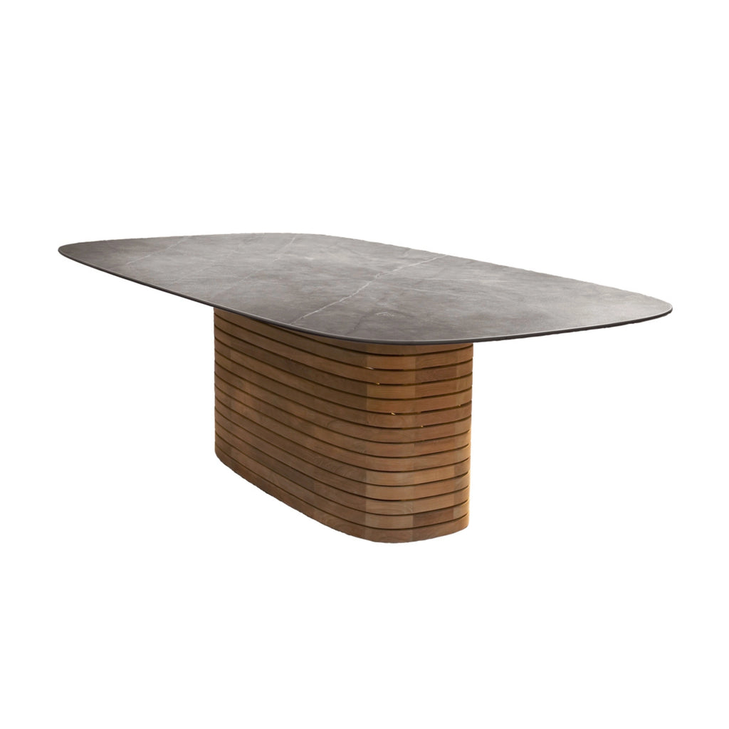 MELLOW Outdoor Oval Dining Table in Teak  Base with Ceramic Top - Cane-Line | Milola