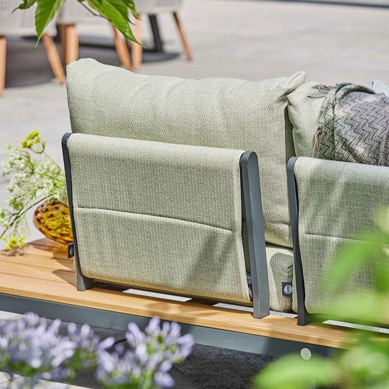 MEMPHIS - Outdoor Corner Sofa in Soft Green - Weather Proof Cushions - Suns | Milola