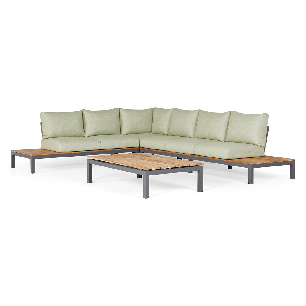 MEMPHIS - Outdoor Corner Sofa in Soft Green - Weather Proof Cushions - Suns | Milola