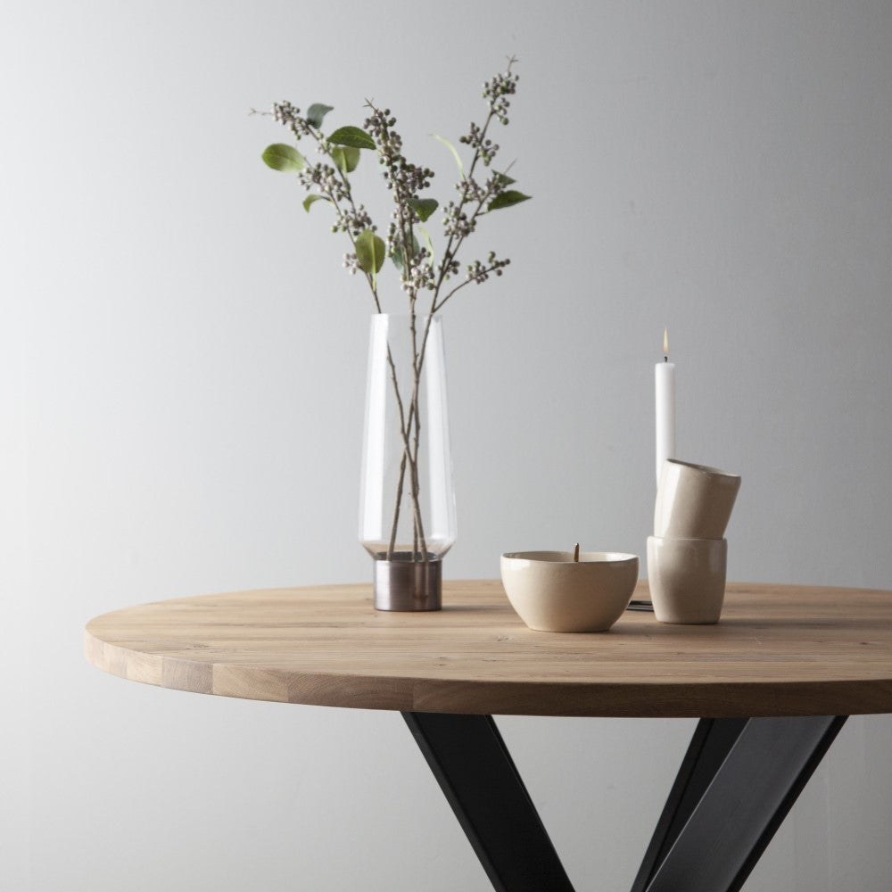 MONOGRAM - Steel Round Extendable Solid Wood/Steel - Dining Table - Kristensen Kristensen | Milola