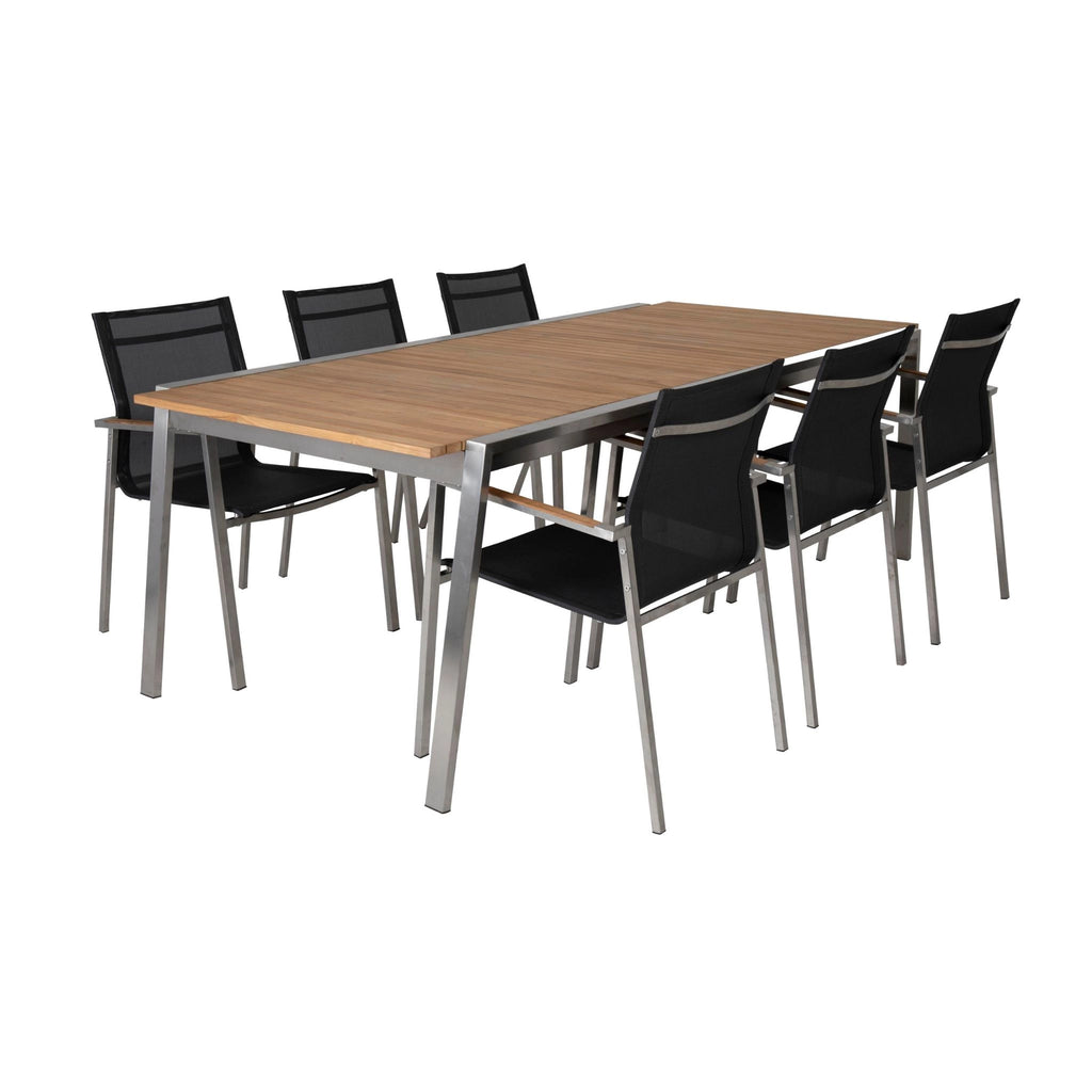 NAOS - Extendable Outdoor Dining Table - Teak & Stainless Steel - Brafab | Milola