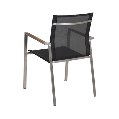 NAOS - Outdoor Dining Chair - in Teak, Stainless Steel and Textilene - Brafab | Milola