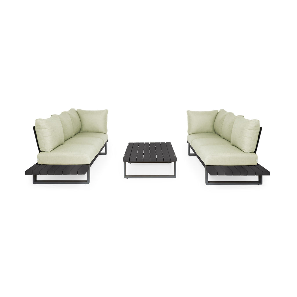 Nardo Sofa Set in Matt Black/Soft Green - Suns | Milola