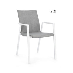 ODEON Outdoor Dining Chair in White/Grey - Bizzotto | Milola