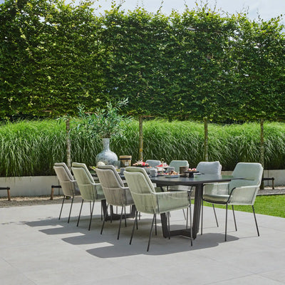 Palemo Neolith Stone Dining Table in Matt Royal Grey/Neolith Black - Suns | Milola