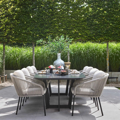 Palemo Neolith Stone Dining Table in Matt Royal Grey/Neolith Black - Suns | Milola