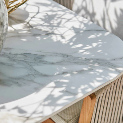 Palemo Neolith Stone Dining Table in Matt White/Neolith White - Suns | Milola