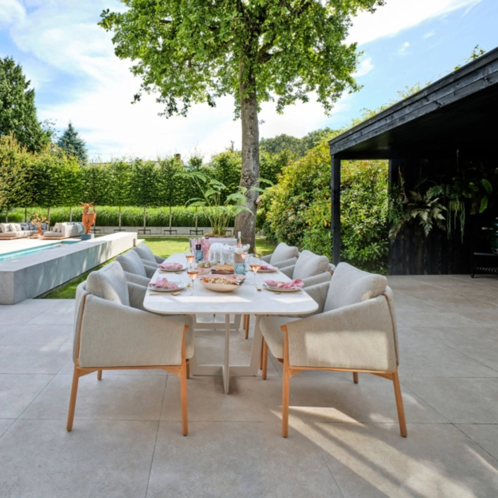 Palemo Neolith Stone Dining Table in Matt White/Neolith White - Suns | Milola