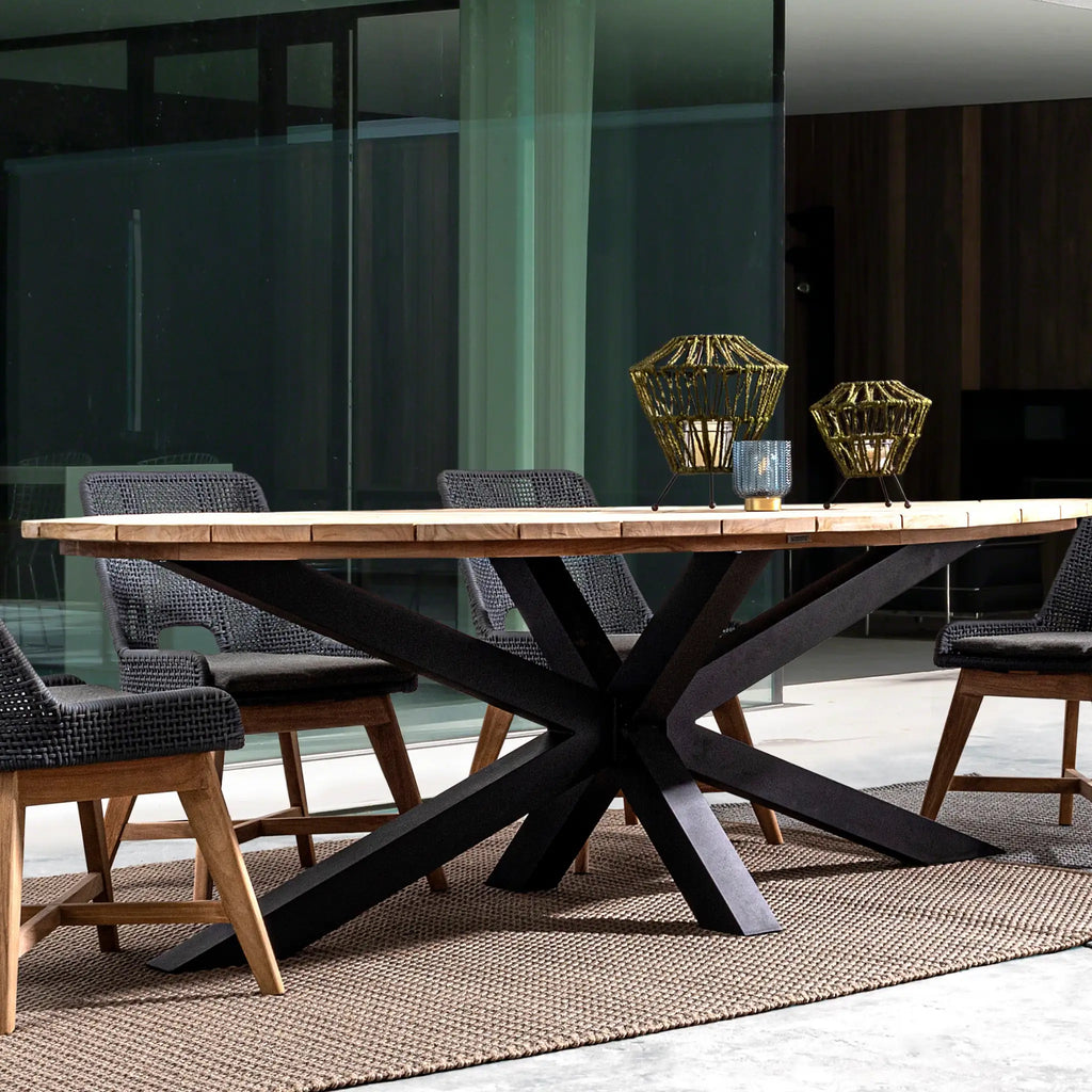 PALMDALE Oval Teak Outdoor Dining Table in Carbon - Bizzotto | Milola