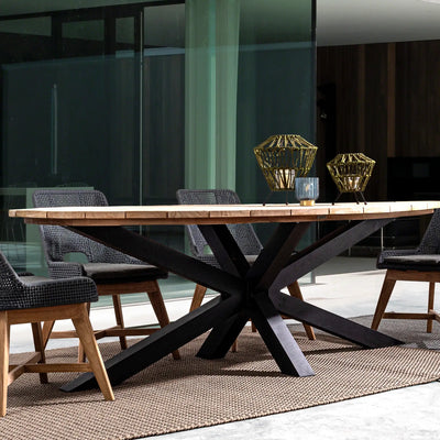 PALMDALE Oval Teak Outdoor Dining Table in Carbon - Bizzotto | Milola