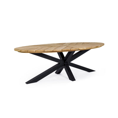 PALMDALE Oval Teak Outdoor Dining Table in Carbon - Bizzotto | Milola