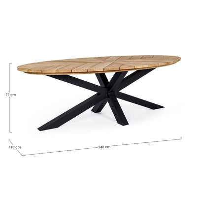 PALMDALE Oval Teak Outdoor Dining Table Dimensions - Bizzotto | Milola