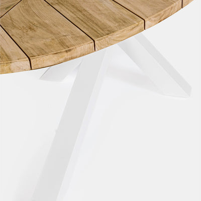 PALMDALE Oval Teak Outdoor Dining Table in White - Bizzotto | Milola