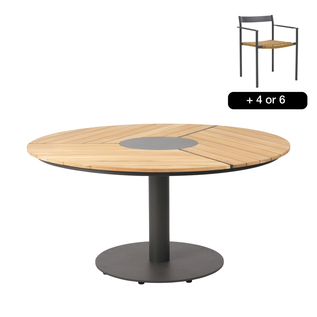 PEACE Outdoor Dining Set in Anthracite/Natural - BRAFAB | Milola