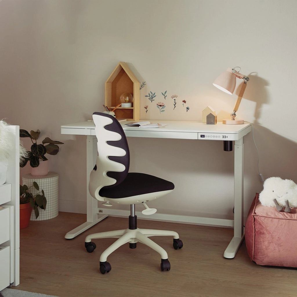 RISE Electrical Adjustable Desk with Drawer and USB - in white - Lifetime Kidsrooms | Milola