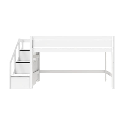 SEMI-HIGH Bed with Stepladder in White - Lifetime Kidsrooms | Milola