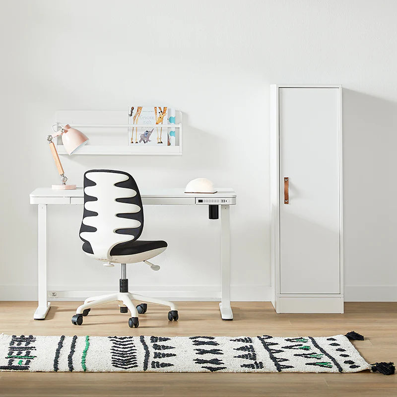 RISE Electrical Adjustable Desk with Drawer and USB - in white - Lifetime Kidsrooms | Milola