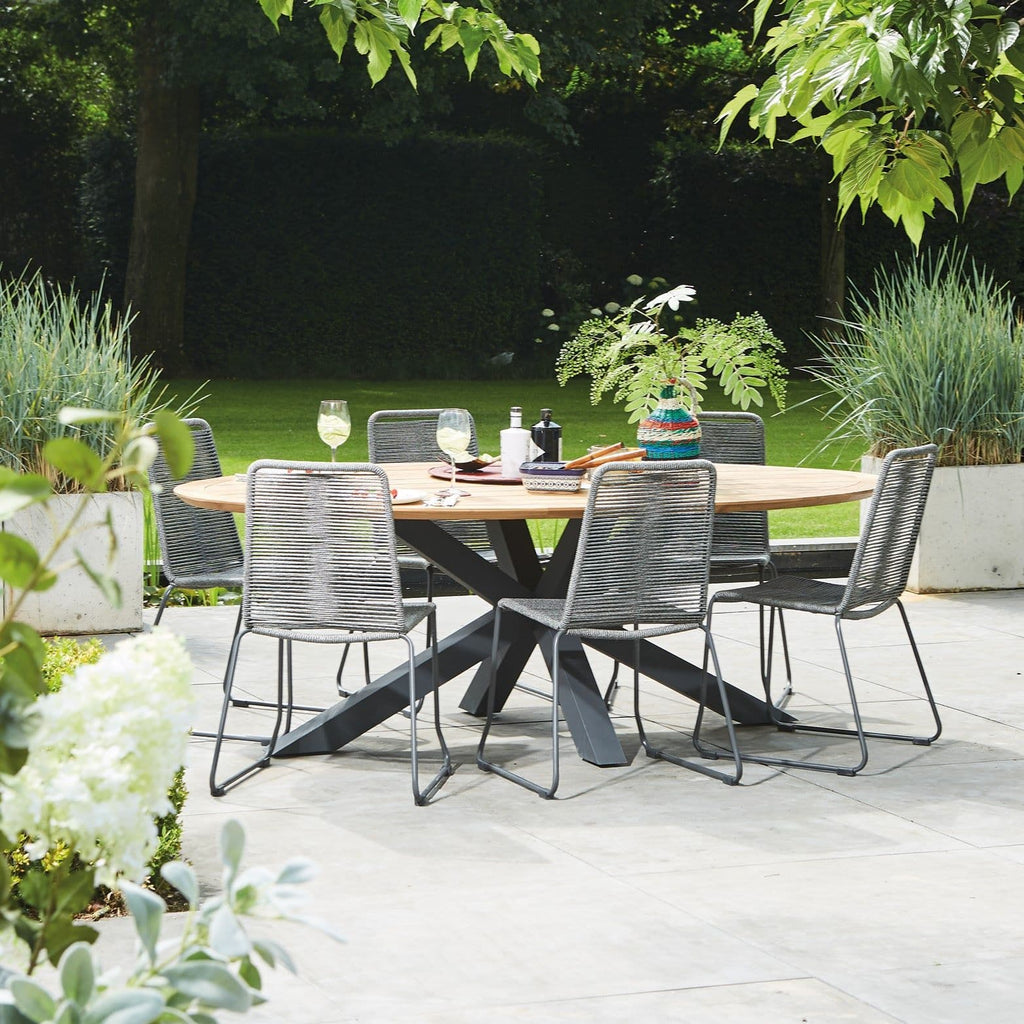 MADRE - Oval Outdoor Dining Table - Teak & Grey Aluminium - Suns | Milola