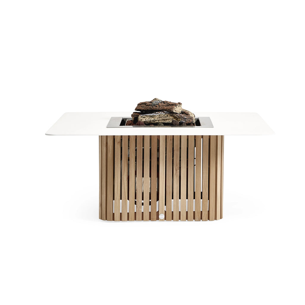 SAVONA - Gas Fire Pit Coffee Table in White - Suns | Milola