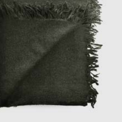 AGNELLINA Wool Blanket in Dark Green - Bolzan | Milola