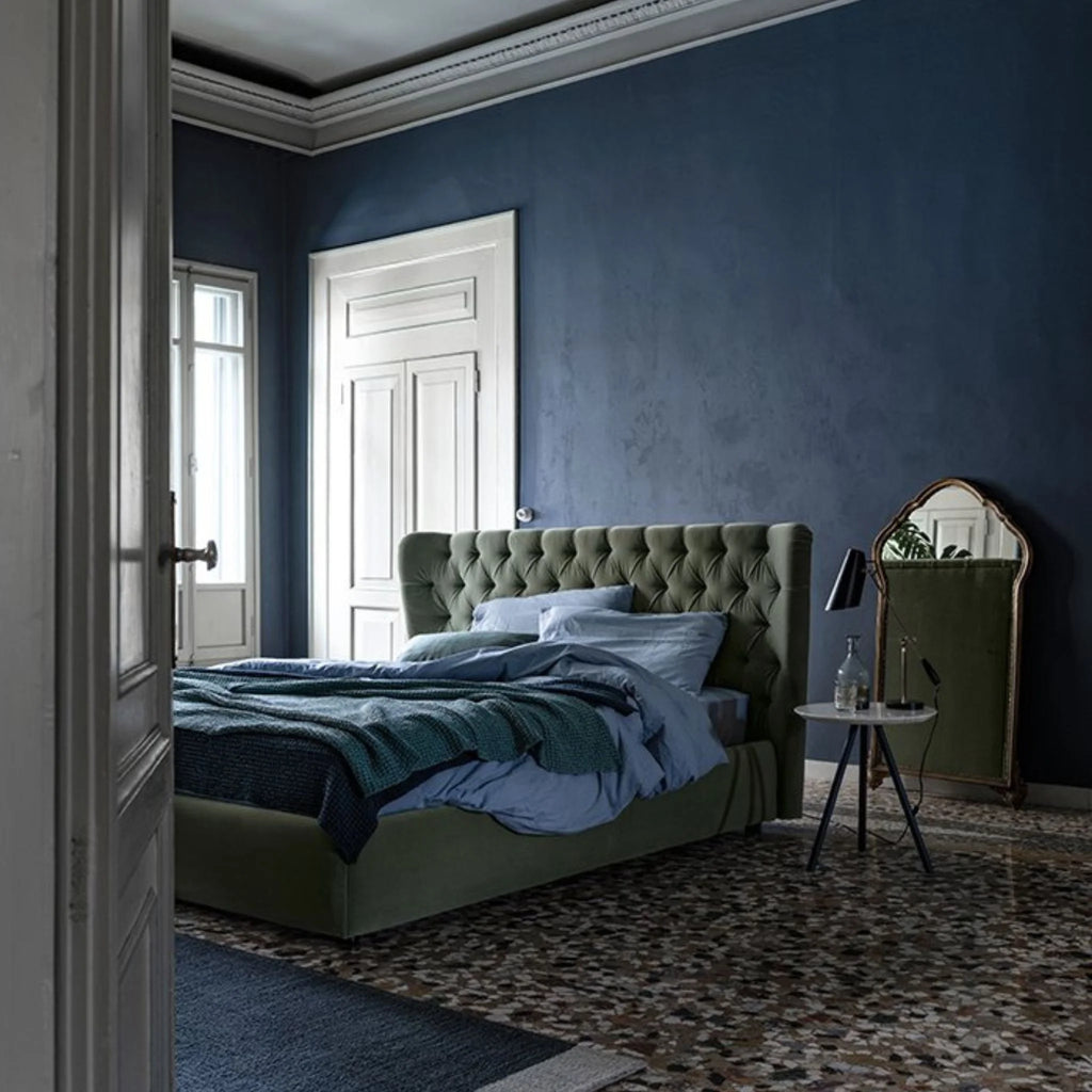 Selene Storage Bed - Classic Upholstered Bed in Green - Bolzan | Milola