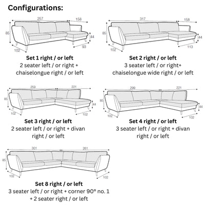 STELLA Corner Sofa Configuration - Sits | Milola