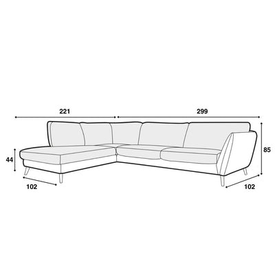 STELLA - Corner Sofa - Diagram - Sits | Milola
