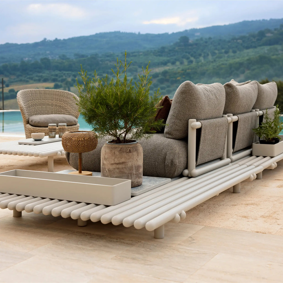 STICKS Outdoor Platform Corner Sofa in Sand - Can-Line | Milola