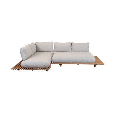 STICKS Outdoor Platform Corner Sofa in Teak with Sand Cushions - Can-Line | Milola