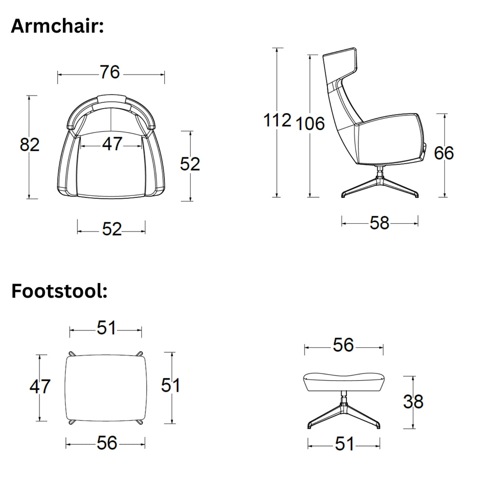 T-VISION Armchair Dimensions - Twils | Milola