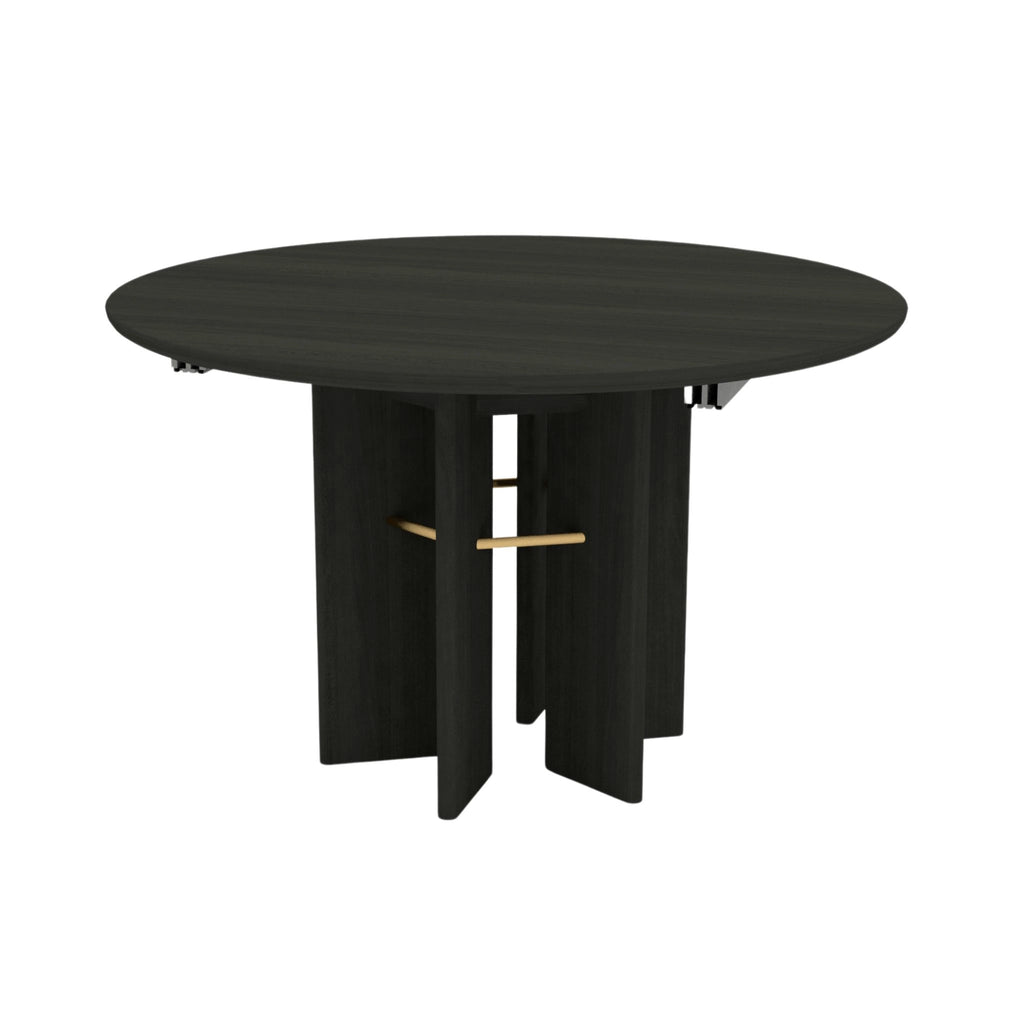 VELVET Solid Wood Round Extendable Dining Table with Fan Legs in Black Matt Lacquered Oak - Kristensen Kristensen | Milola