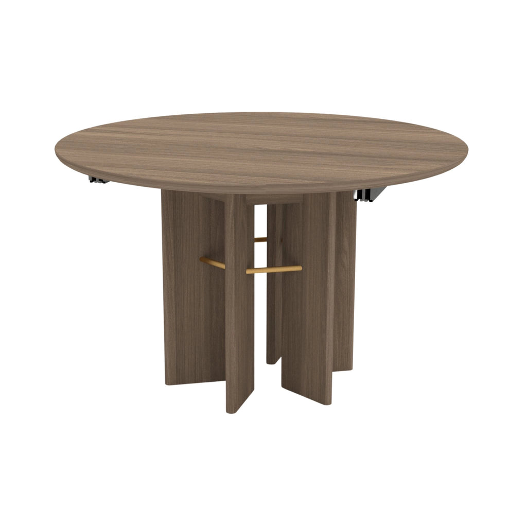 VELVET Solid Wood Round Extendable Dining Table with Fan Legs - in Grey Brown - Kristensen Kristensen | Milola