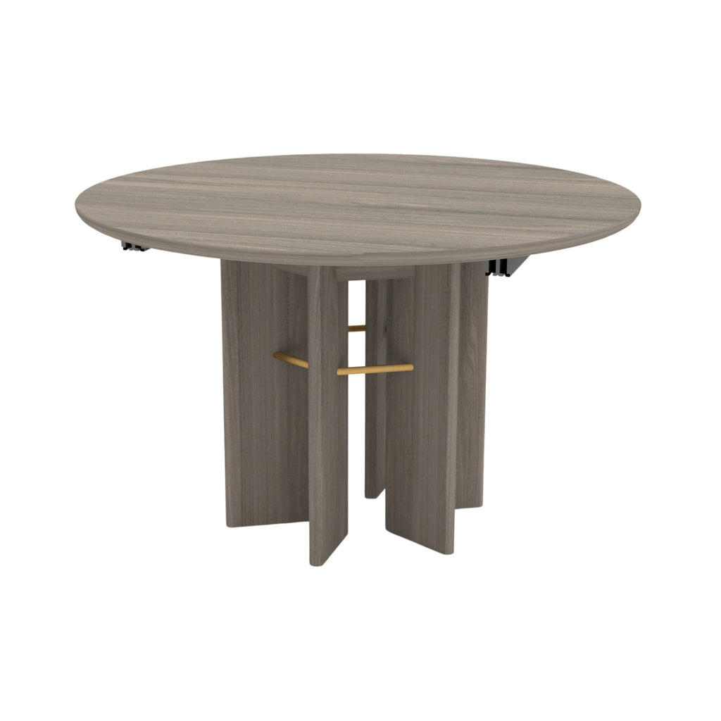 VELVET Solid Wood Round Extendable Dining Table with Fan Legs in Light Grey Oiled Ash - Kristensen Kristensen | Milola