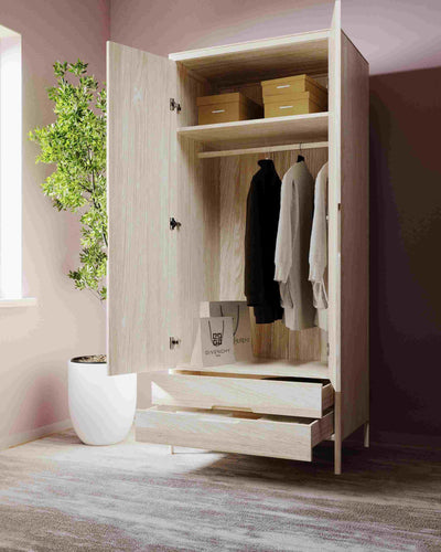 SIRLIG - Wooden Wardrobe with Drawers - Minimalist Design | Milola