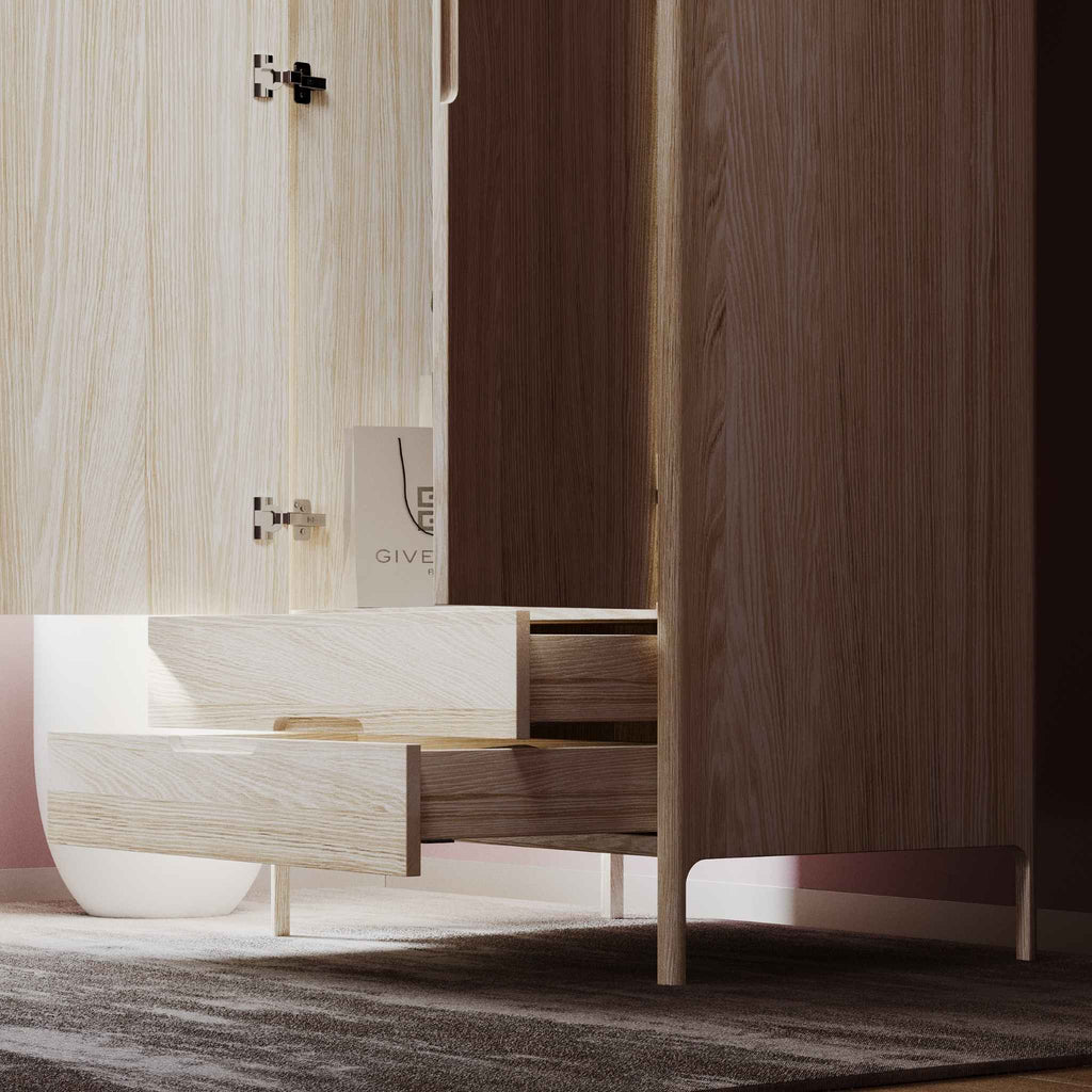 SIRLIG - Wooden Wardrobe with Drawers - Minimalist Design | Milola