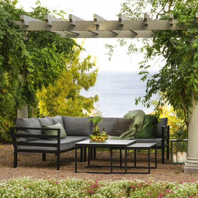 WELDON - Outdoor Corner Sofa & Coffee Table in Black - Brafab | Milola