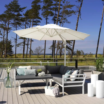 WELDON - Outdoor Corner Sofa & Coffee Table in White - Brafab | Milola