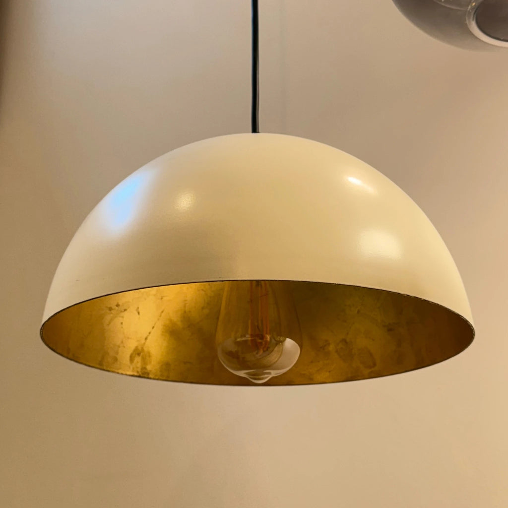 White & Gold Dome Pendant Light - OUTLET