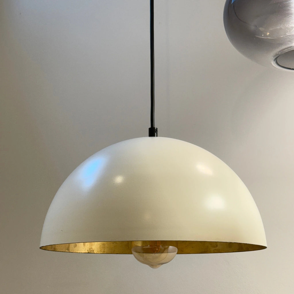 White & Gold Dome Pendant Light - OUTLET